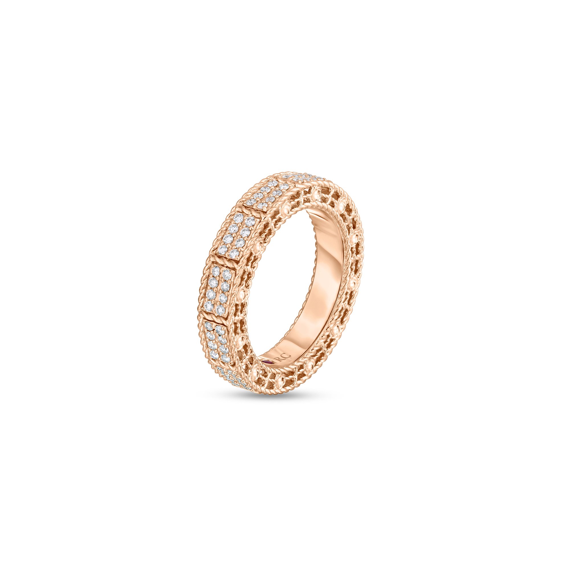 18K ROSE GOLD MOSAIC PAVE DIAMOND RING Roberto Coin North America